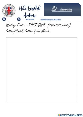 B2 Writing Part 2 Letter - Email