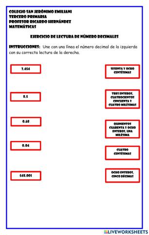 Lectura de números decimales