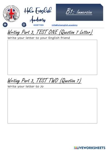 B1 Writing Part 3 Question 7