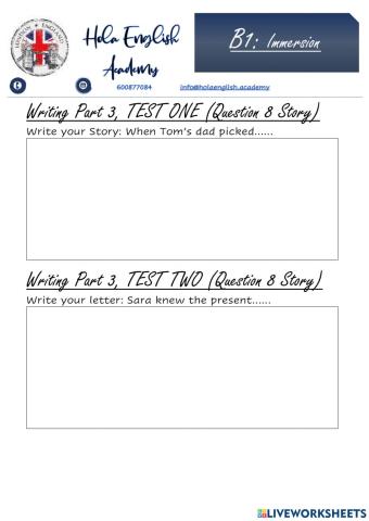 B1 Writing Part 3 Question 8