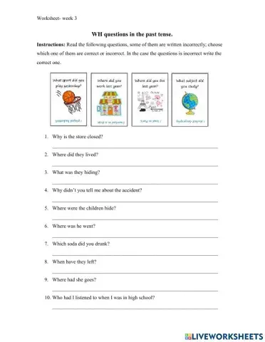 Wh questions in the past tense