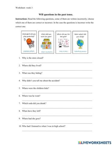 Wh questions in the past tense