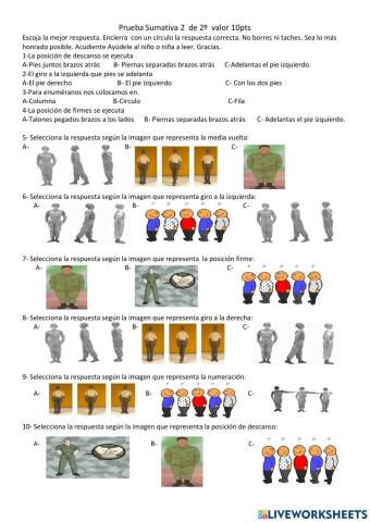 Ejercicios de orden posturas corporales