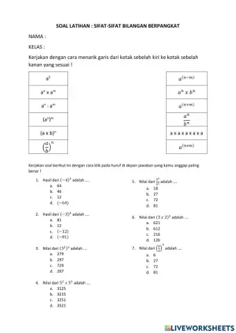 Sifat Bilangan Berpangkat