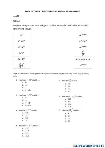 Sifat Bilangan Berpangkat