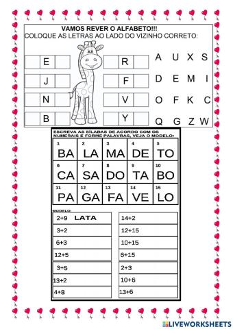 Complete o alfabeto e forme palavras