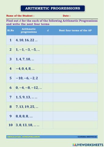 Arithmetic Progressions - 4