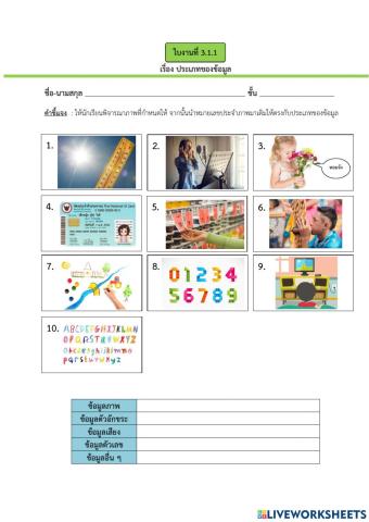 ใบงานประเภทข้อมูล