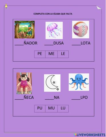 Completa la sílaba faltante