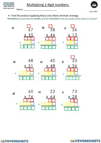 การคูณจำนวนสองหลัก