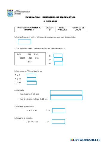 Nsa bimestral matemática