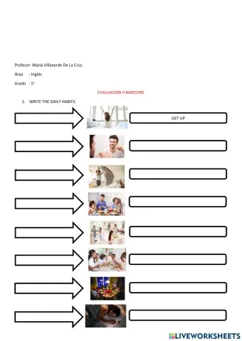 5to Evaluación II bimestre (inglés)