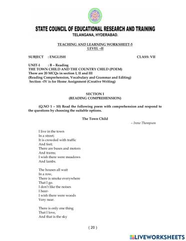 Class VII - Unit - 1 - Worksheet - 5