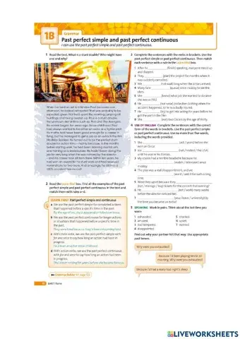 Past perfect and past perfect continuous