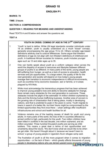 English paper 1 Middle exam