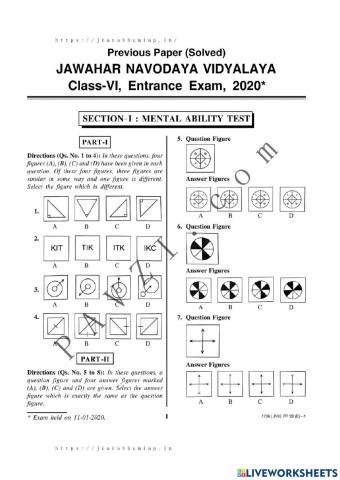 Navodaya model paper