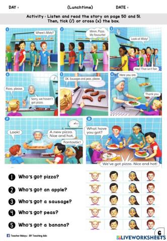 Lunchtime year 1 (Listen, Read and Choose)