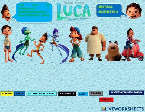 Juego de unir con el personaje correspondiente