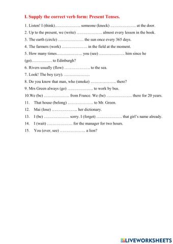 grade 11- present tenses 01