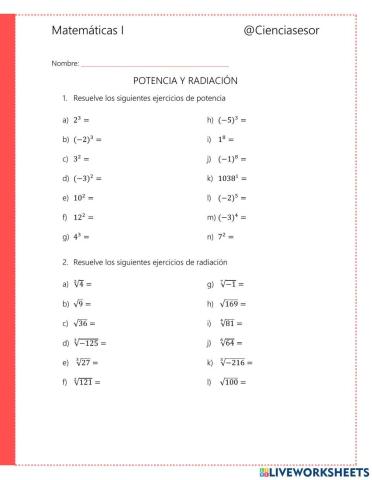 Potencia y Raíz