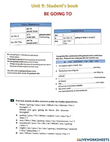 Unit 9 be going to - to inf- ing