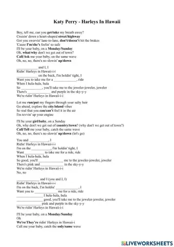 Song - Harleys in Hawaii - Elementary