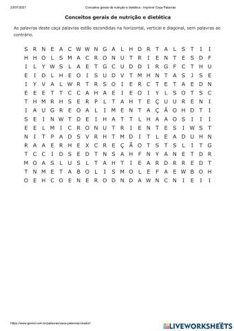 Conceitos gerais de nutrição e dietética