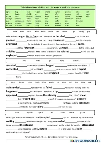 Verbs Followed by an Infinitive