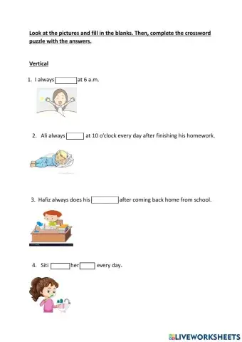 every day activities crossword puzzle