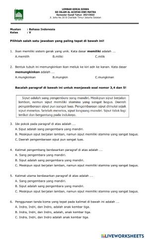 Lembar Kerja Siswa Bahasa Indonesia