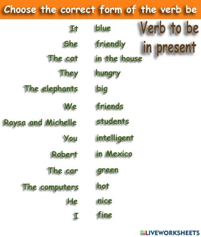 Verb be in present
