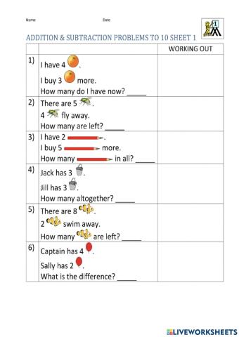 Addition and Subtraction Word Problem