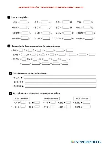 Descomposición y redondeo de números naturales