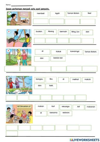 Susun perkataan menjadi ayat