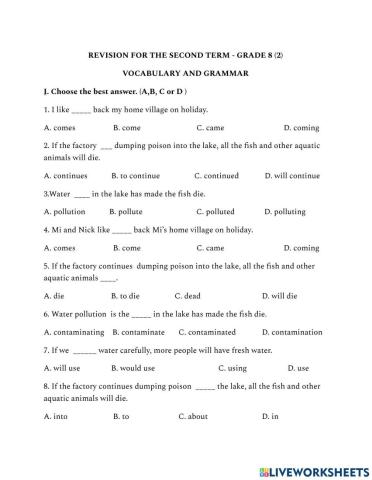 Revision for the second term - grade 8 (2)