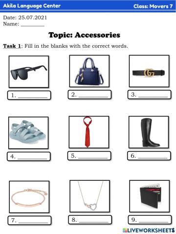 Movers 7 WORKSHEET 25.07 ACCESSORIES