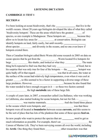 Cambridge 11 test 1 section 4 dictation