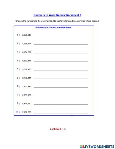 Numbers and Word Names 3