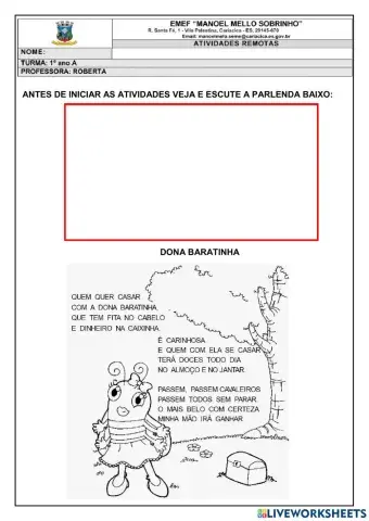 Parlendas e tirinhas