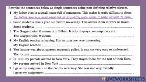 Non-defining relative clauses.