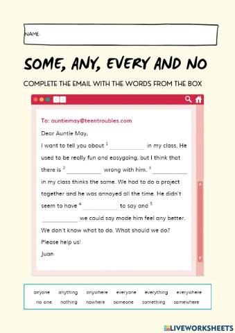 Some, any, every and no