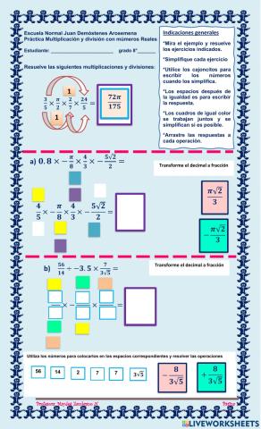 Multiplicación y división con números  Reales