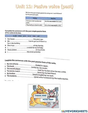 Unit 12 passive voice past simple and useful vocab.