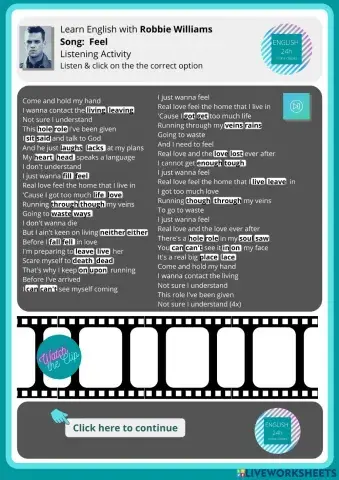 Learn English with Robbie Williams- Song: Feel