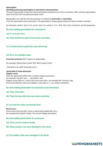 Apostrophes Exercise 1
