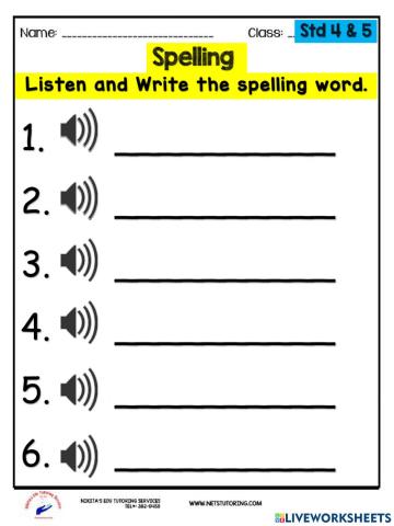 Spelling and Vocabulary Test 3