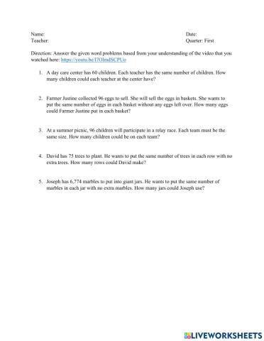 Divisibility Rule Word Problems