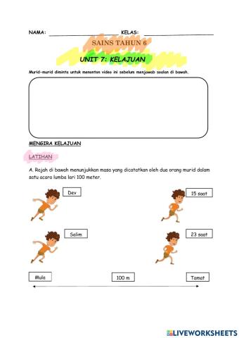 Sains tahun 6 unit 7 kelajuan