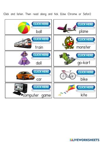 Unit 2 Vocabulary - Toys