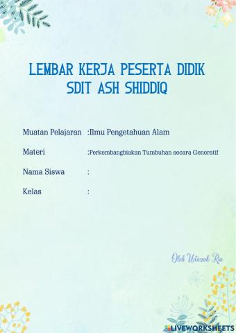 PERKEMBANGBIAKAN TUMBUHAN SECARA GENERATIF